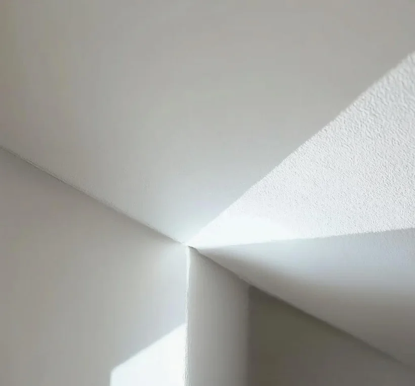 A perfectly cut paint line between wall and ceiling — a flawless finish